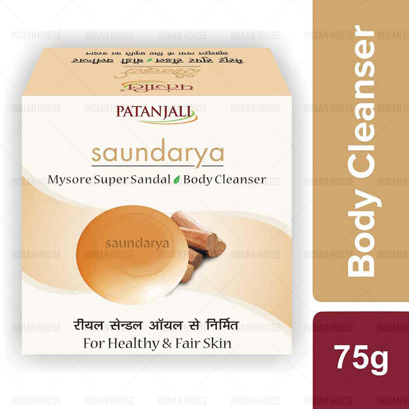 PATANJALI SAUNDARYA SANDAL BODY CLEANSER 75G / Patanjali soap with sandalwood 75g