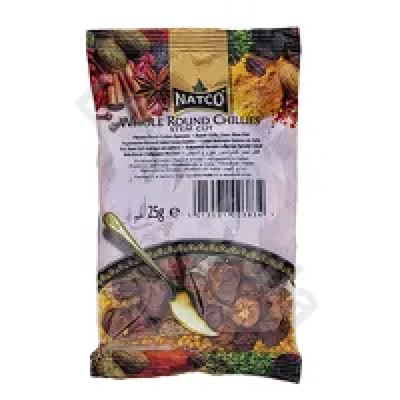 Whole Round Chillies Stem Cut Natco 25g