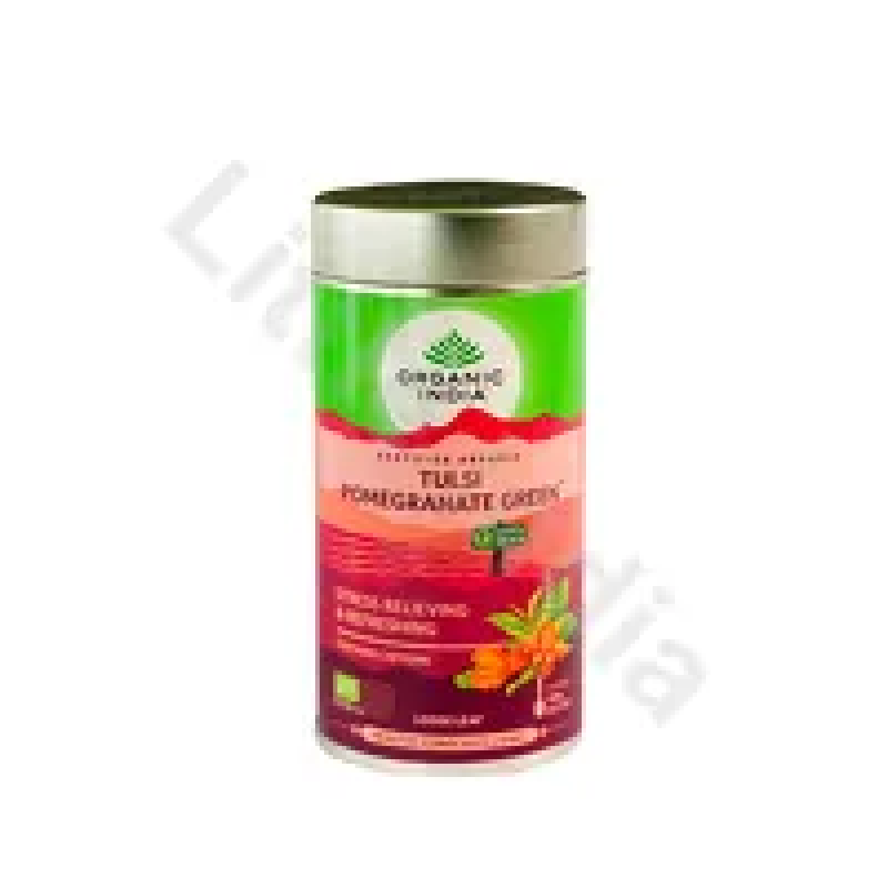 Tulsi Pomegranate Green Tea (loose leaf tea) 100g Organic India