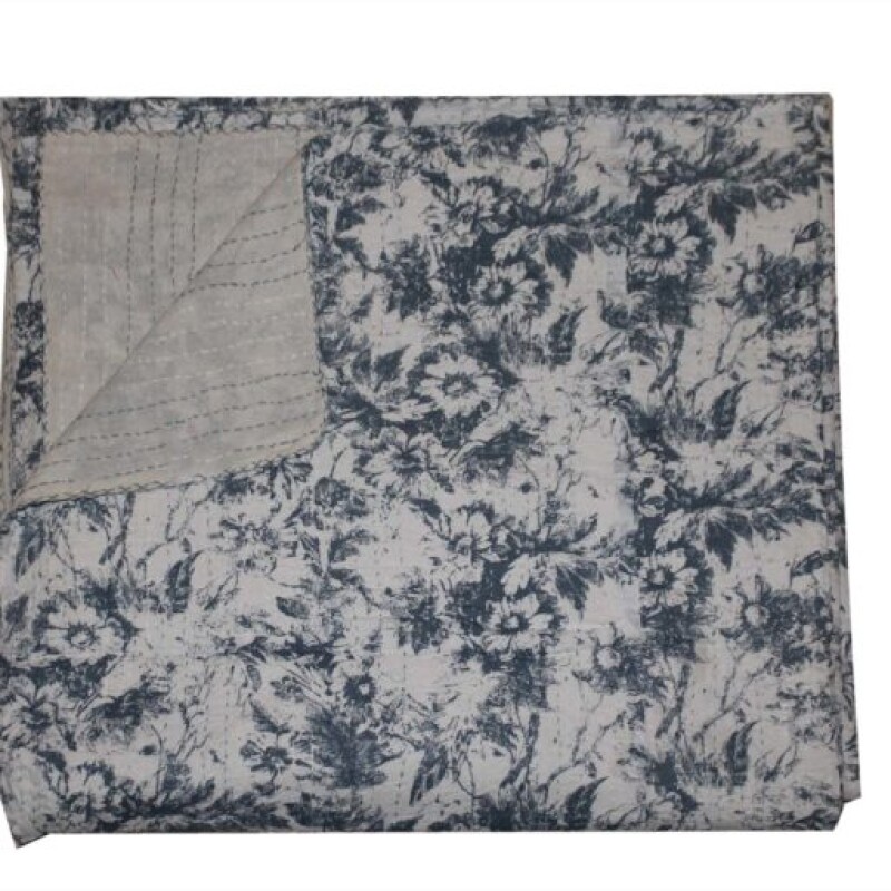 COTTON BED SLEEVE, BLUE FLOWERS