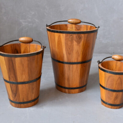 WOODEN CONTAINERS DECORATION 3 PCS