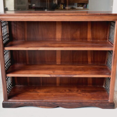 LIBRARY COLONIAL WOODEN BOOKCASE JALI