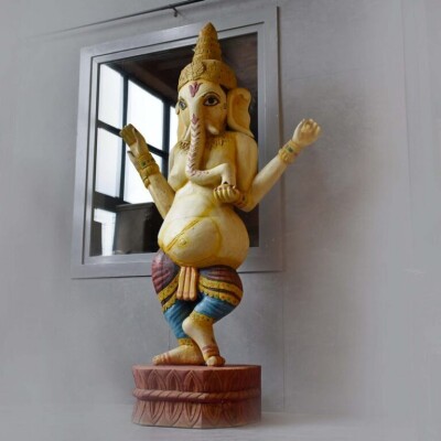 SCULPTURE OF GANESH WOODEN FIGURE