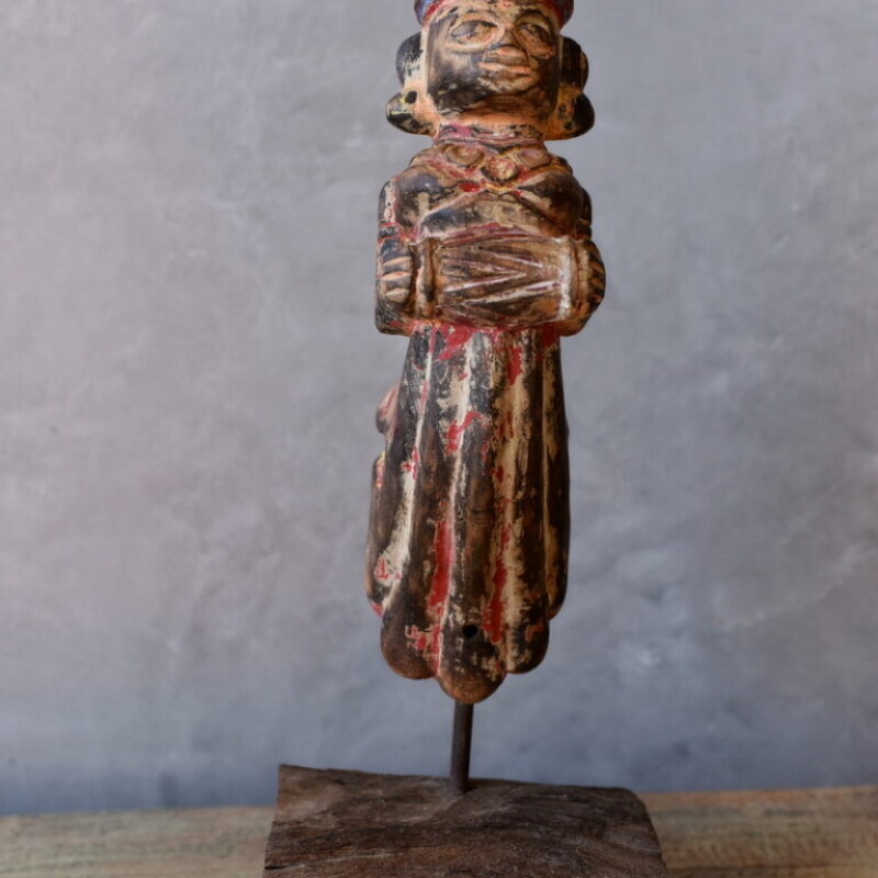 INDIAN WOODEN SCULPTURE, HAND PAINTED