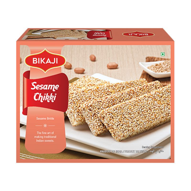 BIKAJI SESAME CHIKKI 400GM- "Delicious sweet bars with sesame, peanuts and cardamom"