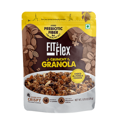 FIT & FLEX CHOCO ALMOND & COOKIES GRANOLA (BUY 1 GET 1 FREE) – granola flake mix with almonds 275 gm