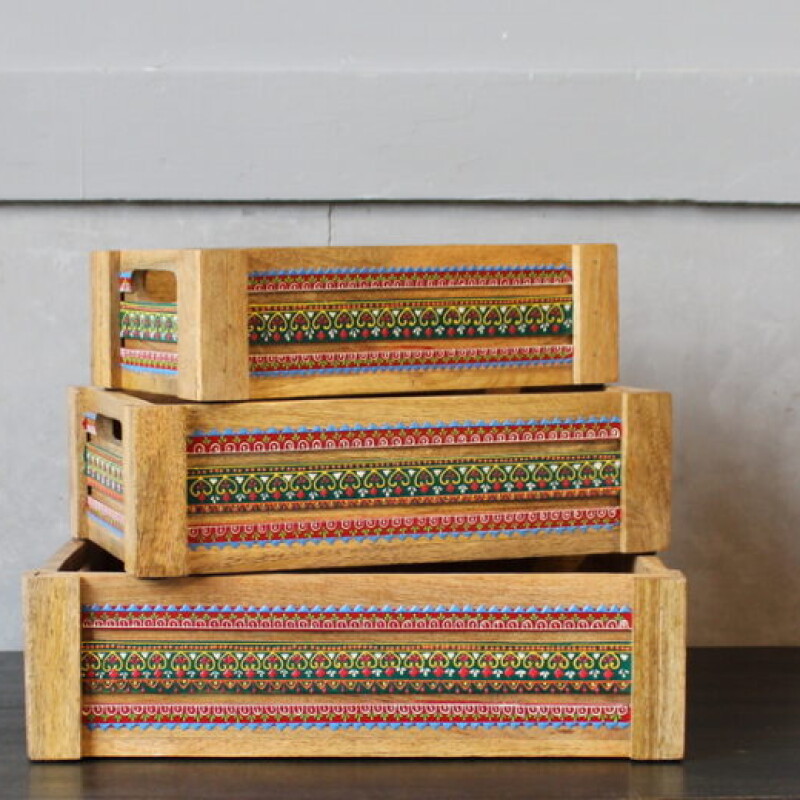 DECORATIVE WOODEN BOXES 3 PCS